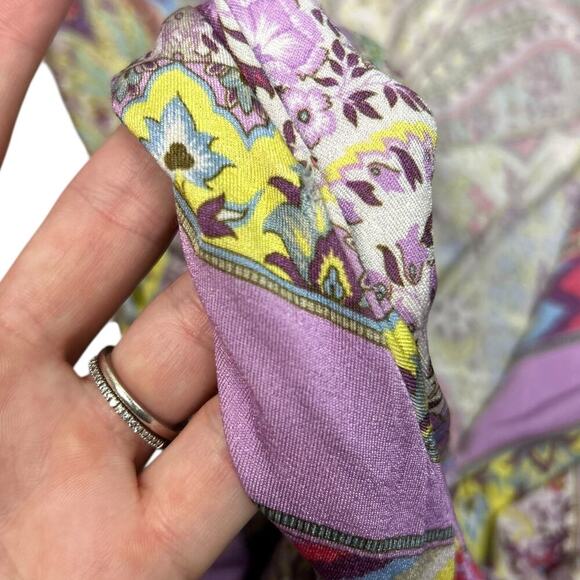 Etro Dress Purple Green Paisley Patchwork Sleeveless Wrap Boho sz 48 US 12 Large - Picture 10 of 12